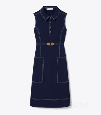 缝线弹力型褶裥高尔夫裙 Tory 海军蓝