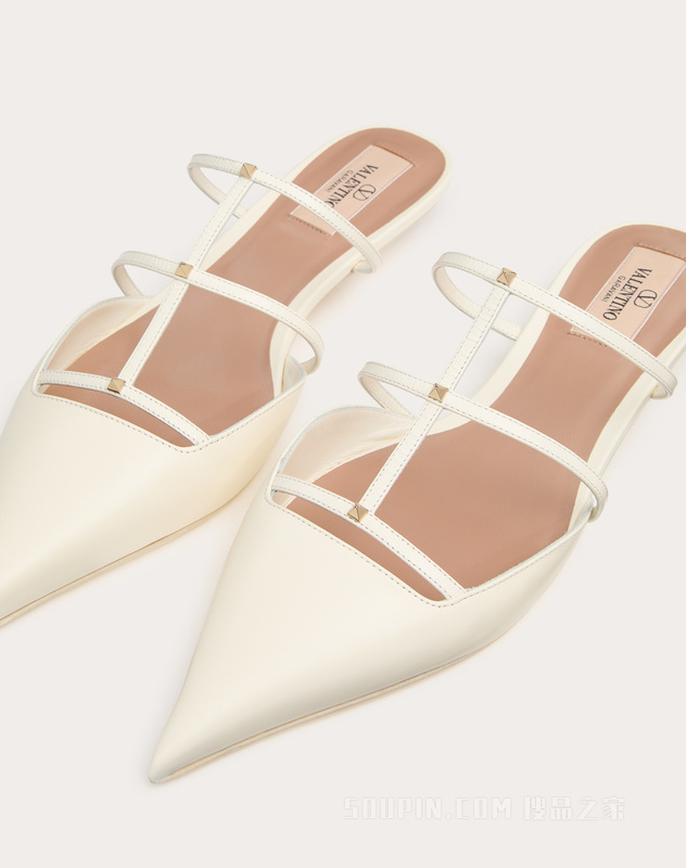 ROCKSTUD WISPY小牛皮微跟穆勒鞋（鞋跟高2厘米）