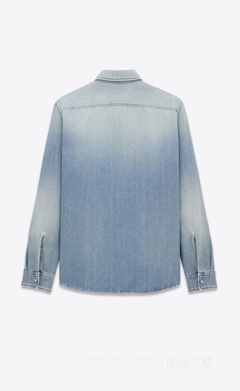浅日式湖蓝色超大牛仔衬衫