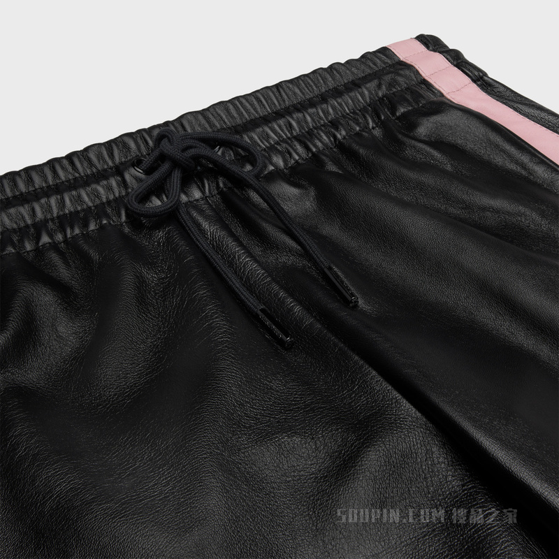 柔软羊皮革运动裤 黑色/粉红色-38PI