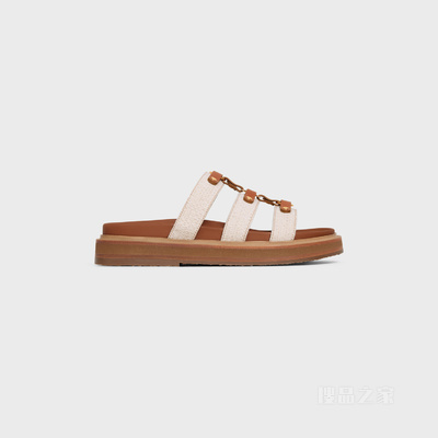 TIPPI人造革和牛皮革拖鞋 天然色/棕褐色-02NT