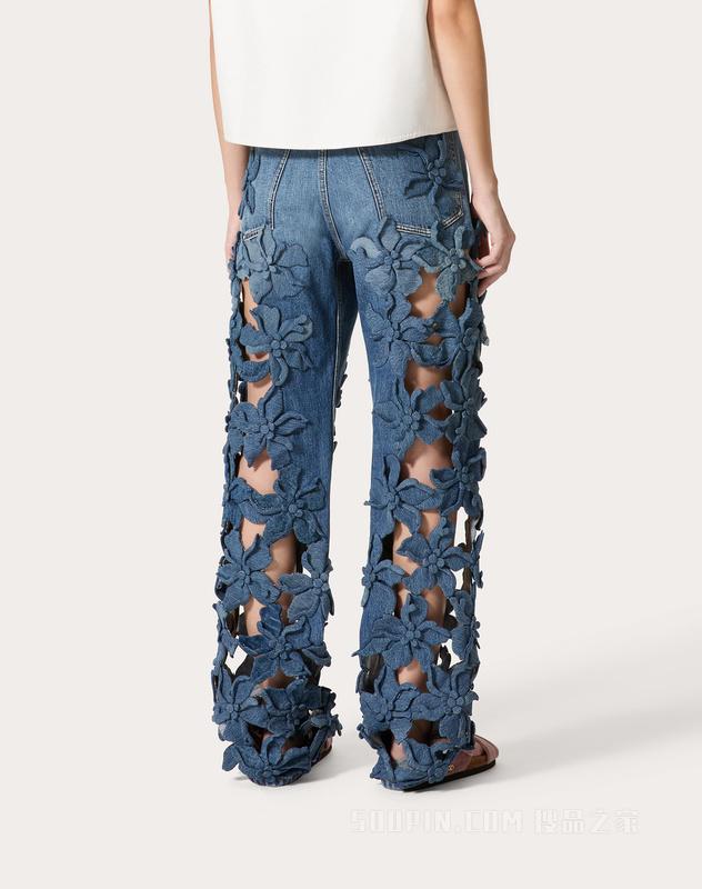 立体堆花工艺牛仔裤