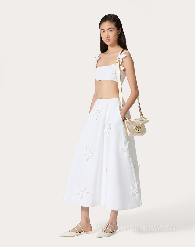 棉质府绸立体堆花工艺迷笛长裙