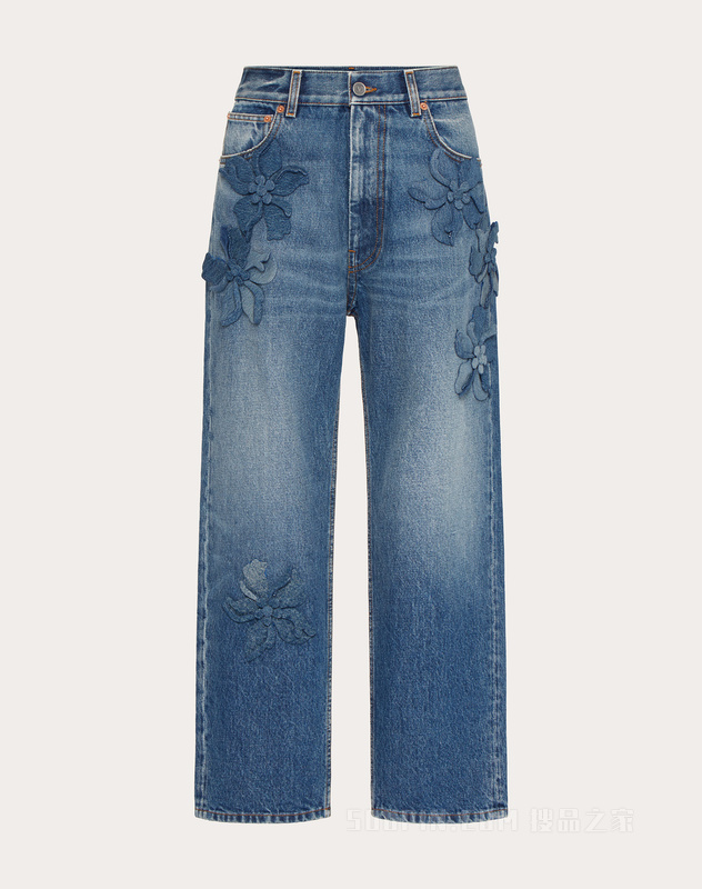 立体堆花工艺牛仔裤