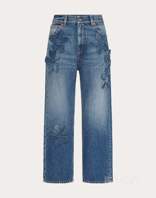 立体堆花工艺牛仔裤