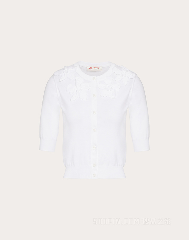 棉质府绸立体堆花工艺开衫