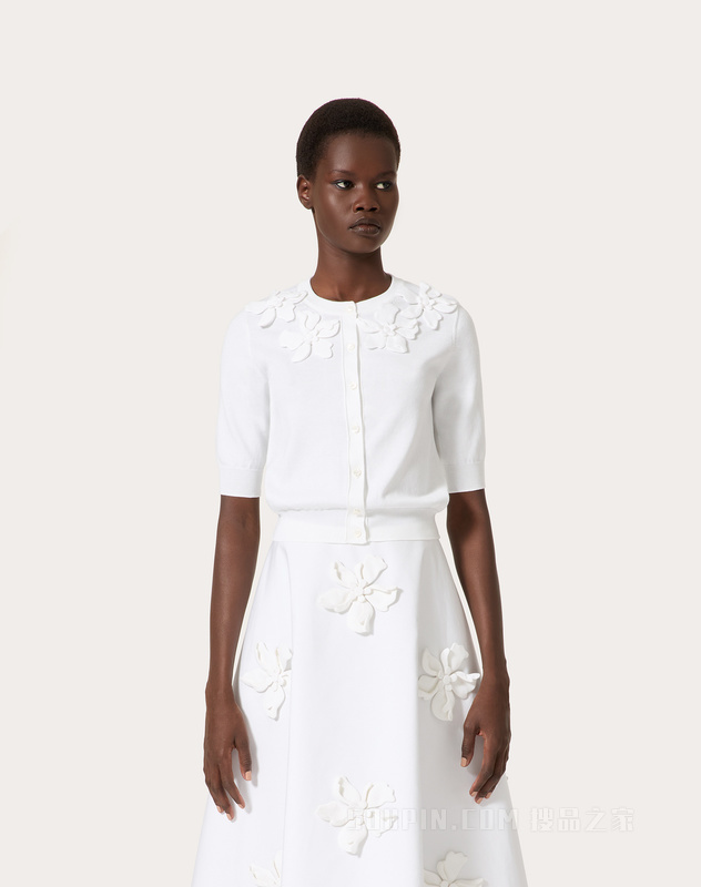 棉质府绸立体堆花工艺开衫