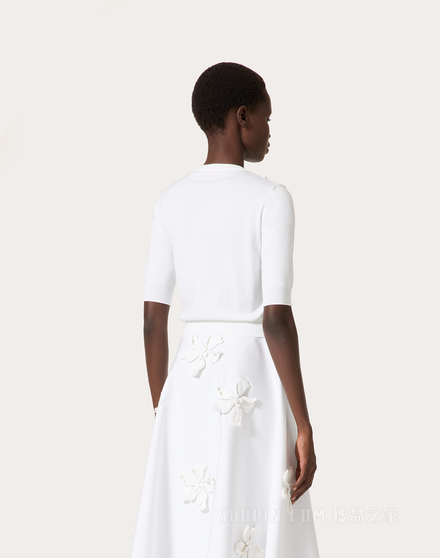 棉质府绸立体堆花工艺开衫