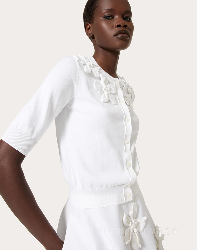 棉质府绸立体堆花工艺开衫