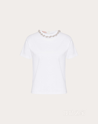 领部刺绣棉质T恤