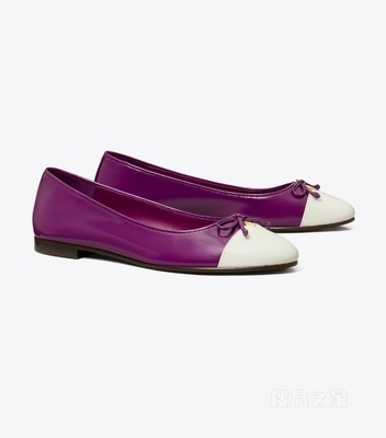 拼色芭蕾平底鞋 紫罗兰海浪/白色