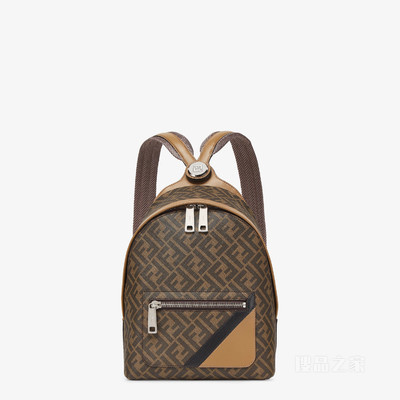 FENDI Chiodo小号手袋 棕色FF帆布背包