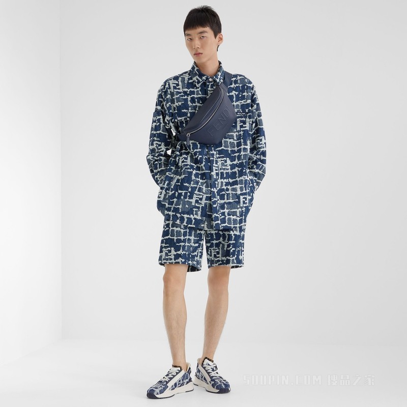 FENDI Roma腰包 深蓝色皮革腰包