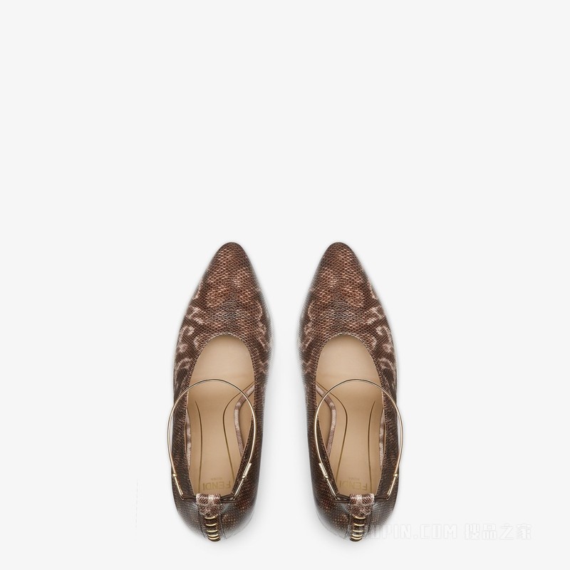 FENDI Filo 米色水蛇皮高跟鞋