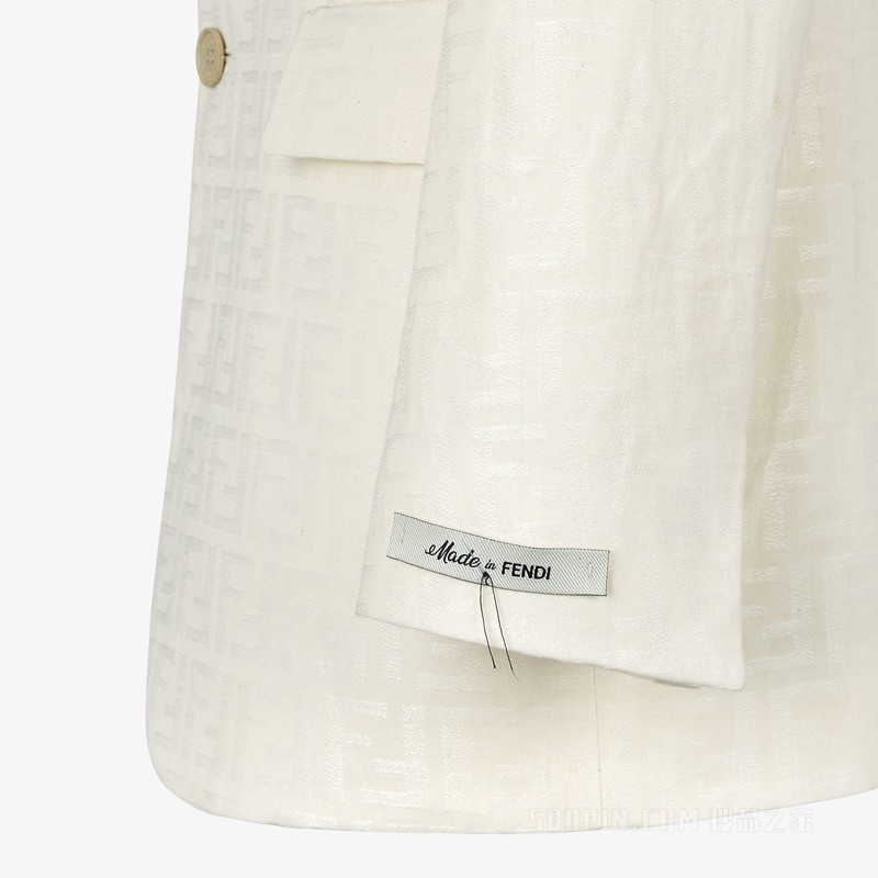 夹克 白色FF棉质和亚麻休闲西装