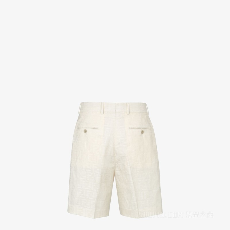 百慕大短裤 白色FF棉质和亚麻短裤