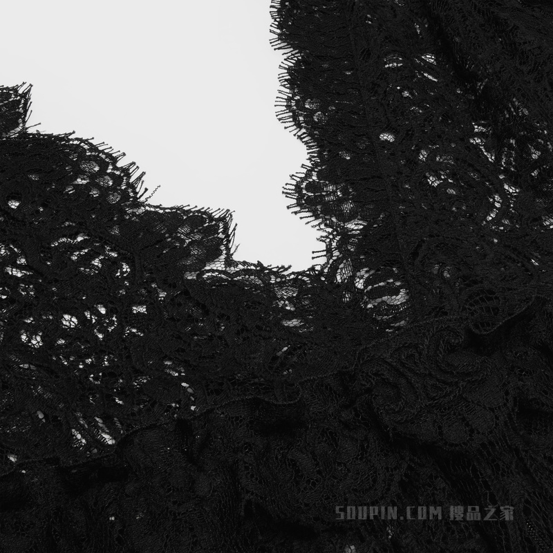 TRIOMPHE蕾丝棉质长款连衣裙 黑色-38NO