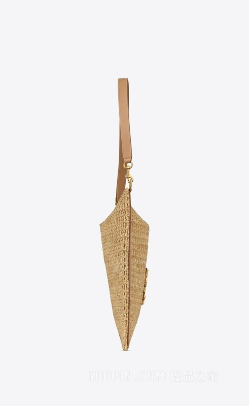 OXALIS拉菲草钩织和植鞣皮革手袋