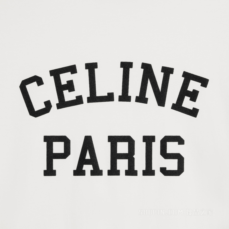 CELINE PARIS棉质平纹针织宽松T恤 荧光白 / 海军蓝 / 黑色-01NB