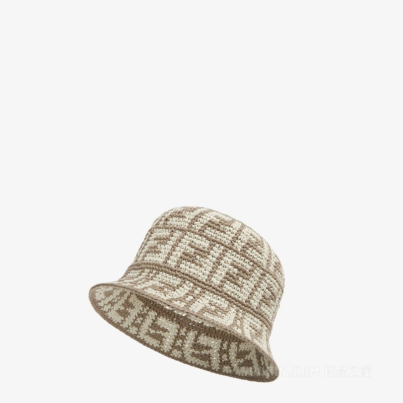 帽子 棕色拉菲草渔夫帽