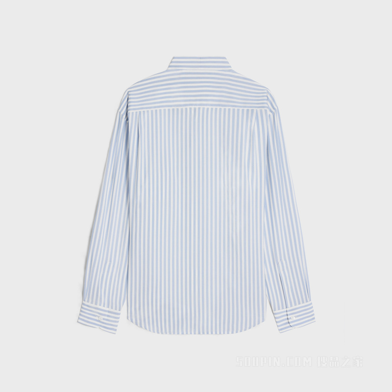 CAMBRIDGE条纹桑蚕丝大花结衬衫 粉笔白/蓝色-01CX