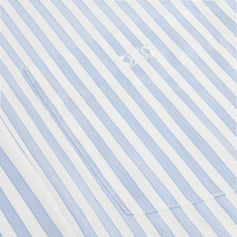 CAMBRIDGE条纹桑蚕丝大花结衬衫 粉笔白/蓝色-01CX