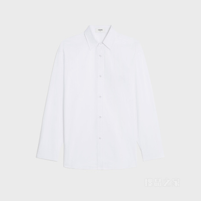 TOMMY棉质巴厘纱和条纹亚麻衬衫 白色-01BC