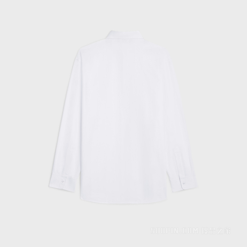 TOMMY棉质巴厘纱和条纹亚麻衬衫 白色-01BC