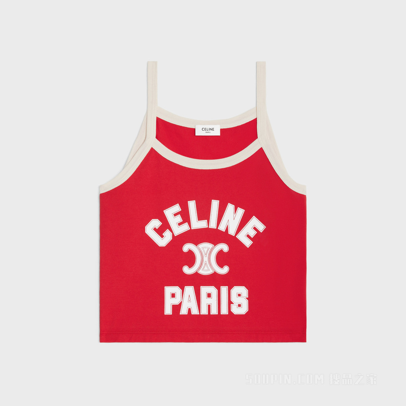 CELINE PARIS棉质平纹针织背心 黑色/奶白色-38CR