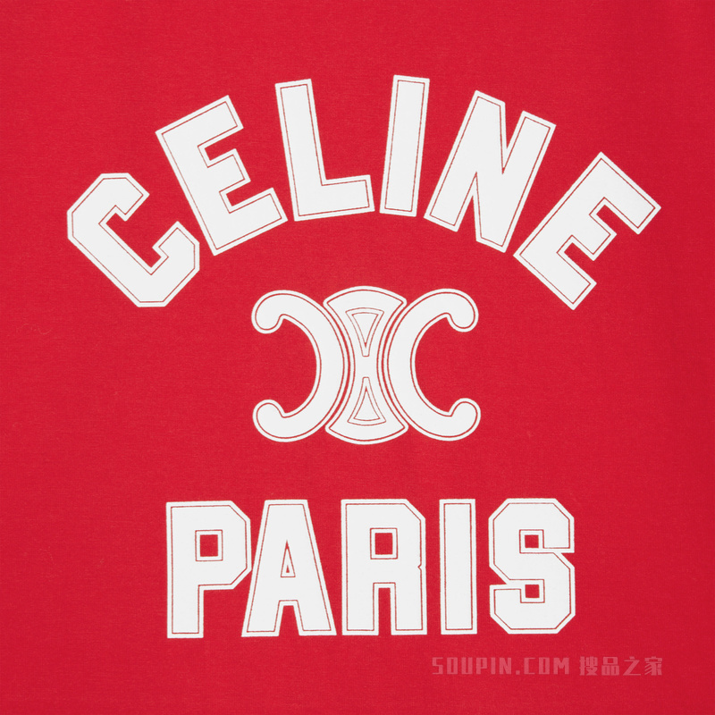 CELINE PARIS棉质平纹针织背心 深红色/奶油色-27UI