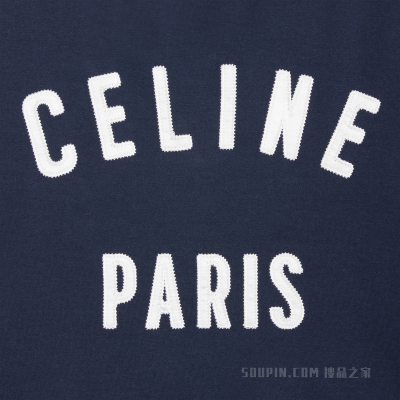 CELINE PARIS棉质平纹针织背心 海军蓝/米白色-07OW