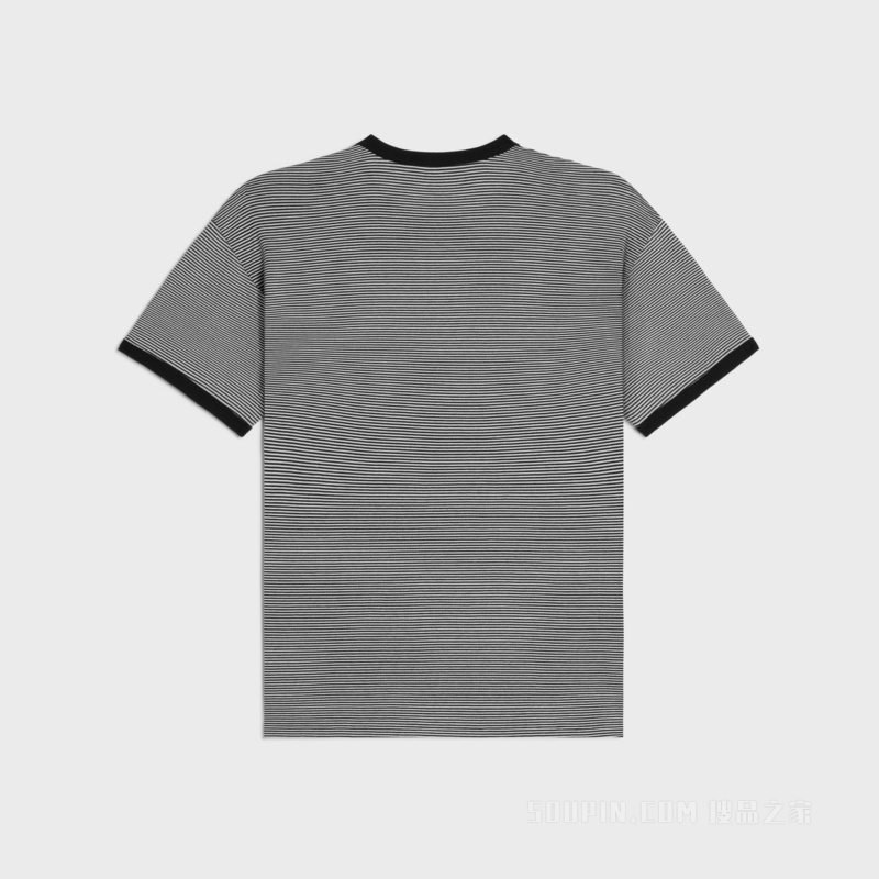 CELINE PARIS棉质平纹针织宽松T恤 米白色/黑色/勃艮第红-01AE