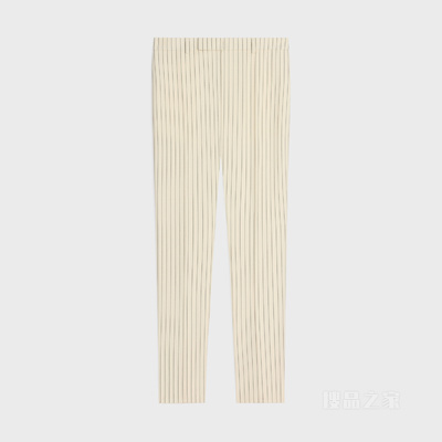 条纹羊毛经典长裤 淡褐色/黑色-60EB