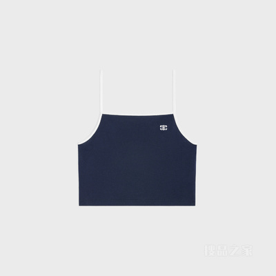 TRIOMPHE棉质平纹针织背心 海军蓝/米白色-07OW