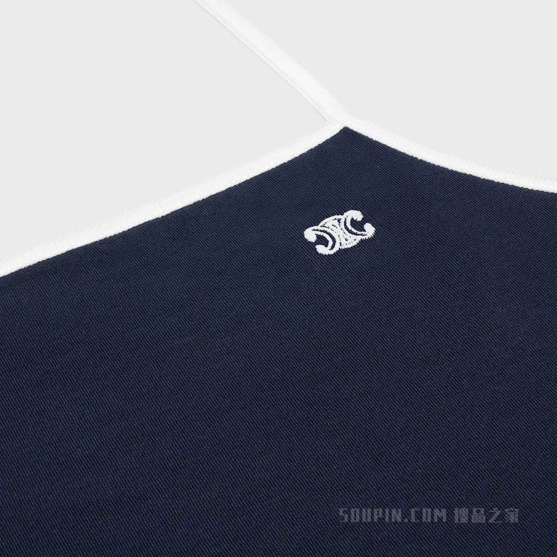 TRIOMPHE棉质平纹针织背心 海军蓝/米白色-07OW