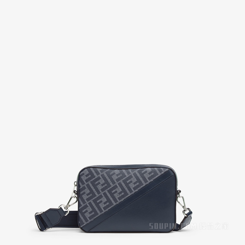 FENDI Diagonal相机包 蓝色FF帆布手袋