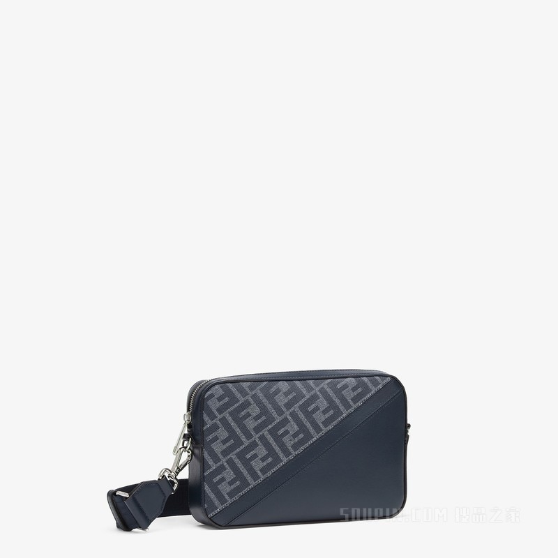 FENDI Diagonal相机包 蓝色FF帆布手袋