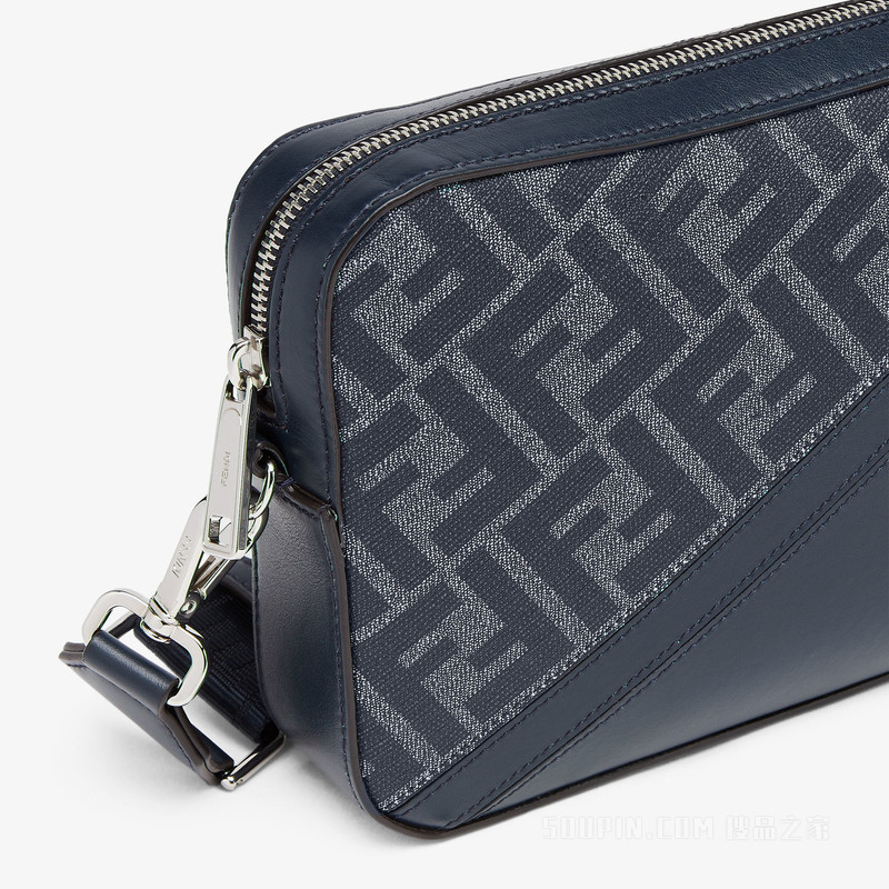 FENDI Diagonal相机包 蓝色FF帆布手袋