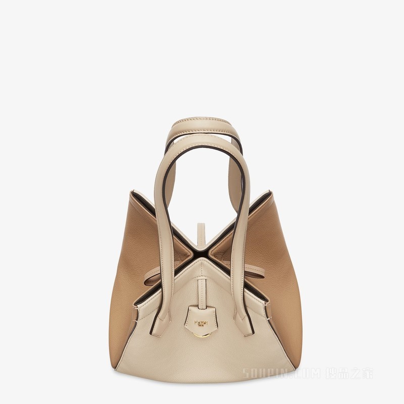 FENDI Origami中号手袋 百变米色双色皮革手袋