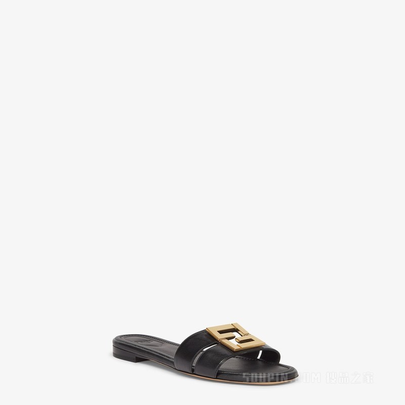 FENDI FFold 黑色皮革凉鞋