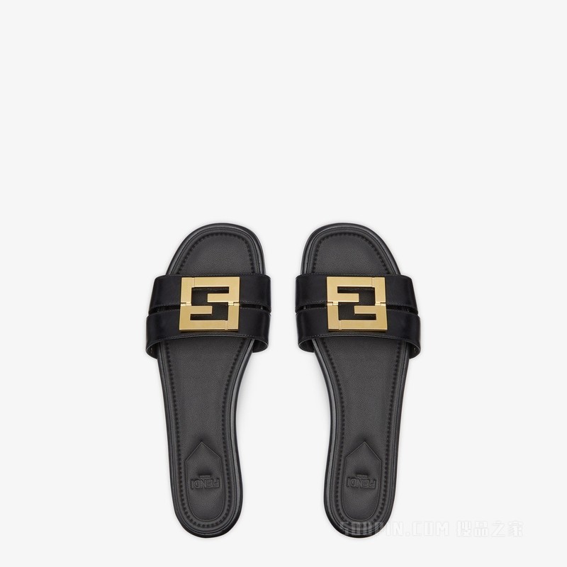 FENDI FFold 黑色皮革凉鞋