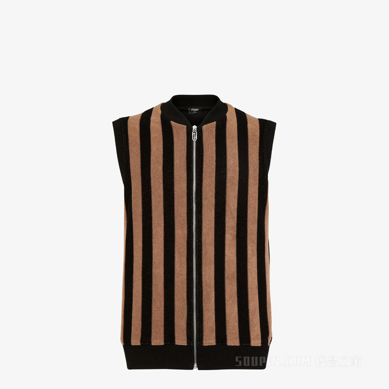 背心 棕色Pequin毛巾布背心