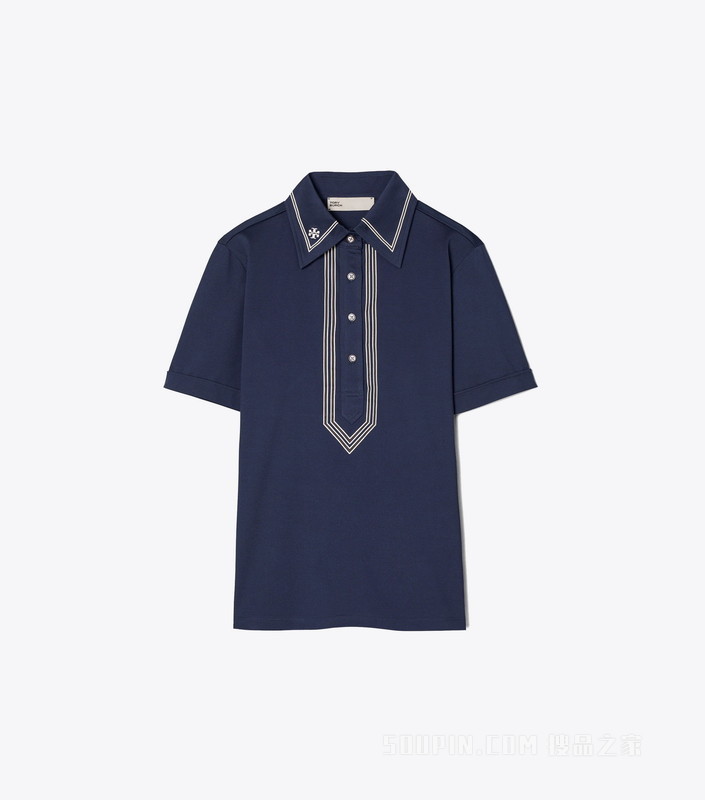 【礼物】复古丝光棉 Polo 衫 Tory 海军蓝