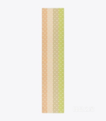 【礼物】T Monogram 条纹印花围巾 条纹印花围巾 - 黄绿色