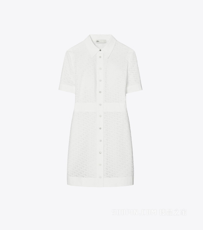 【礼物】刺绣蕾丝 Polo 连衣裙 白色