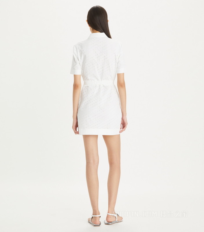 【礼物】刺绣蕾丝 Polo 连衣裙 白色
