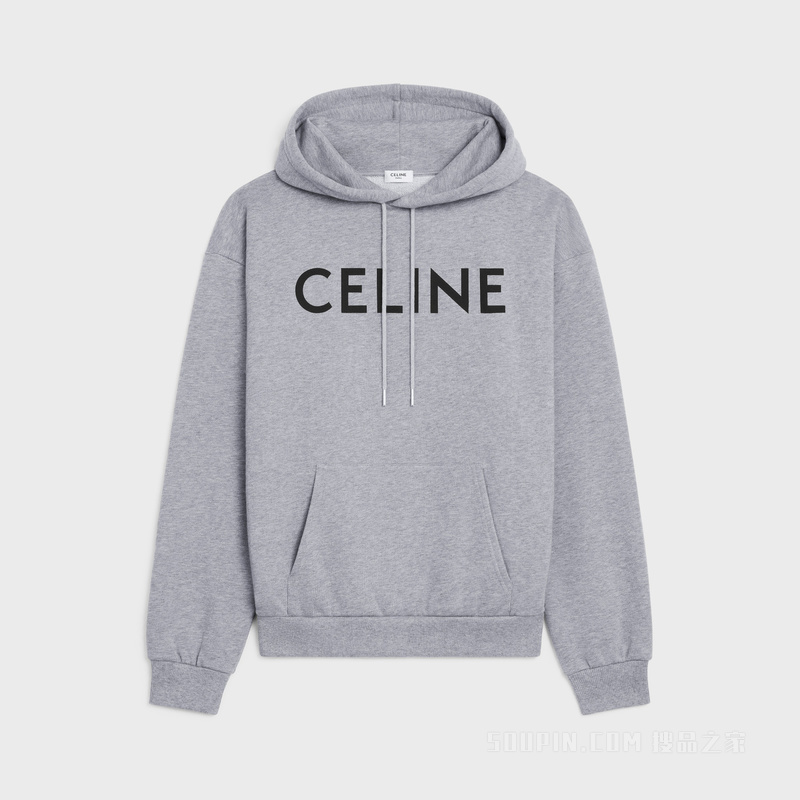 CELINE棉质抓绒宽松连帽卫衣 黑色/白色-38AW