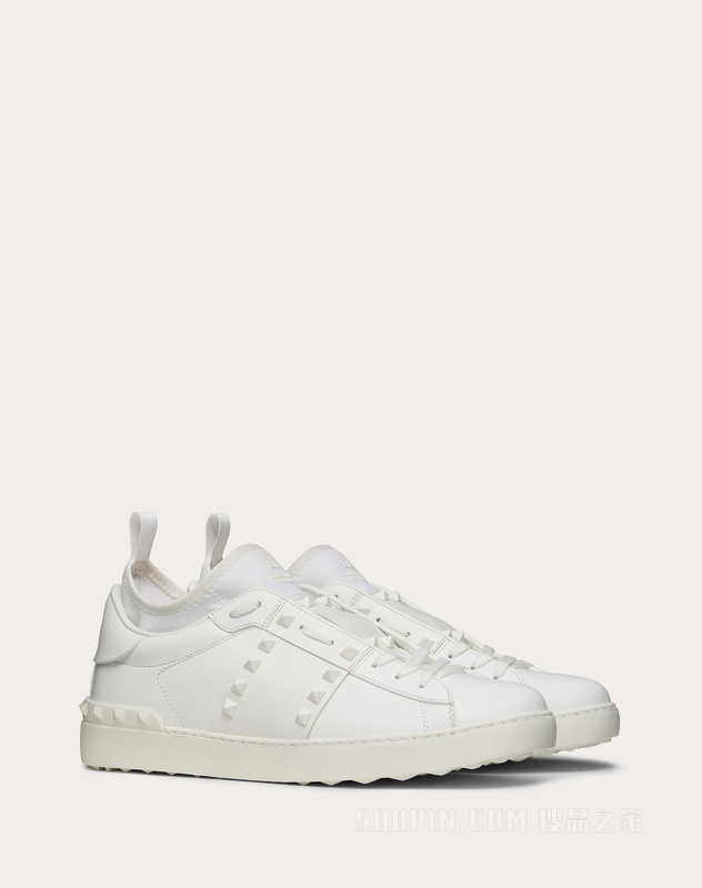 ROCKSTUD UNTITLED男士低帮小牛皮和织物运动鞋