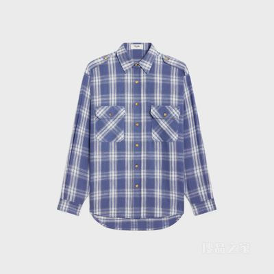 格纹棉质外套式衬衫 蓝色/天空蓝/奶油色-10BD