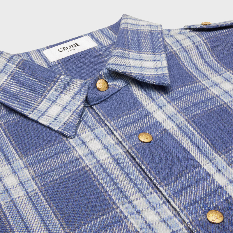 格纹棉质外套式衬衫 蓝色/天空蓝/奶油色-10BD